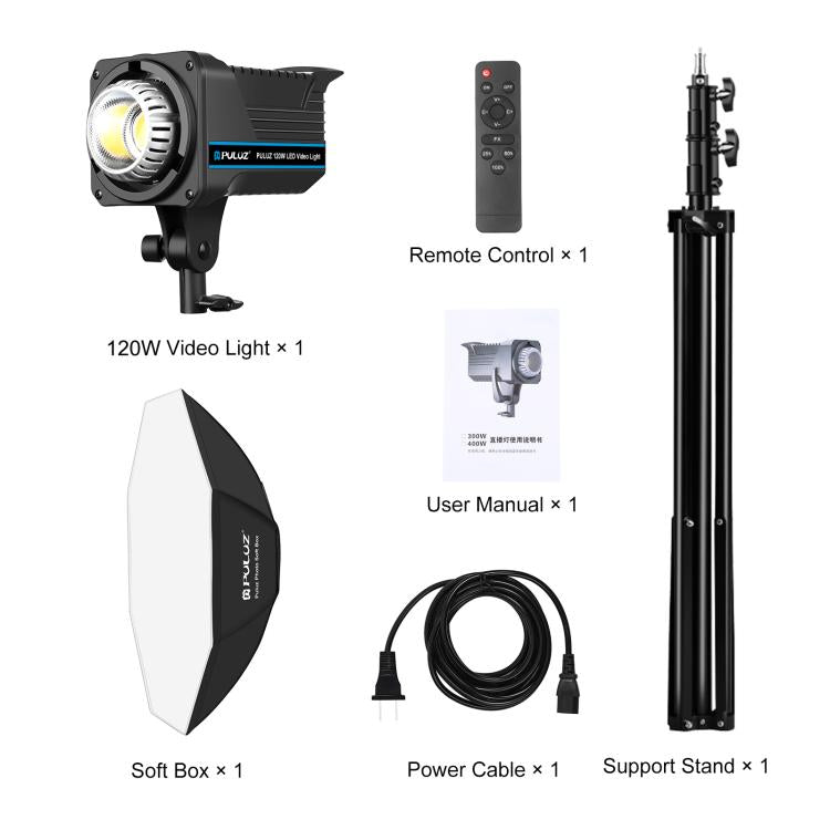 PULUZ 120W Photo Studio Strobe Flash Light Kit with Softbox Reflector & Tripod, 120W 2700K-6500K Light Kit US Plug, 120W 2700K-6500K Light Kit AU Plug, 120W 2700K-6500KK Light Kit EU Plug, 120W 2700K-6500K Light Kit UK Plug