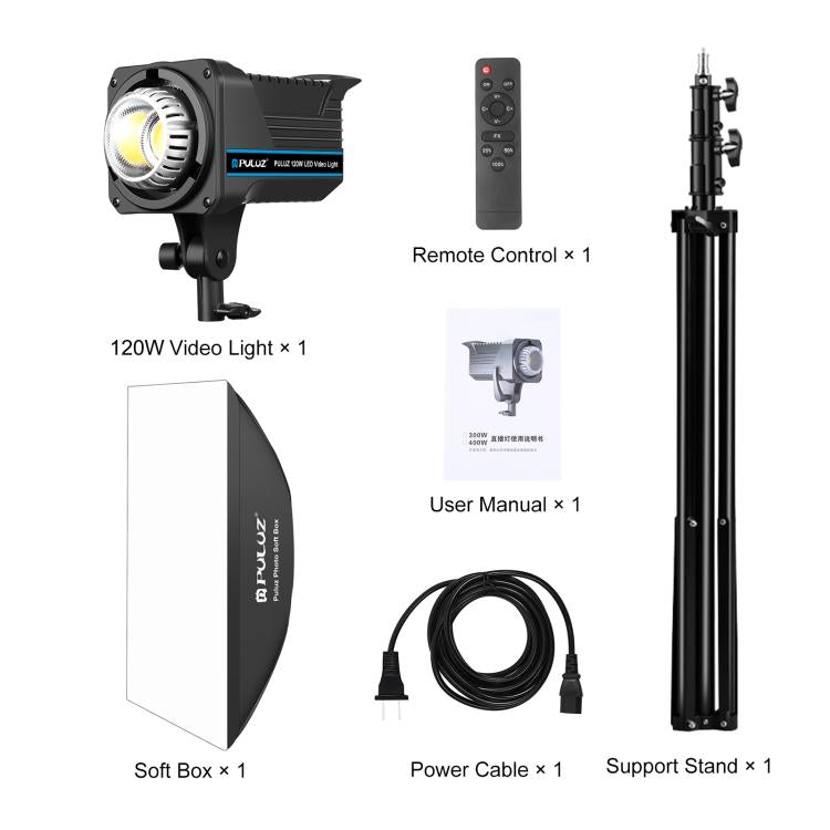 PULUZ 120W Photo Studio Strobe Flash Light Kit with Softbox Reflector & Tripod, Rectangle 120W 2700K-6500K Light Kit US Plug, Rectangle 120W 2700K-6500K Light Kit AU Plug, Rectangle 120W 2700K-6500K Light Kit EU Plug                                    ...