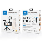 PULUZ 4 in 1 Bluetooth Handheld Vlogging Live Broadcast LED Selfie Light Smartphone Video Rig Kits with Microphone + Tripod Mount + Cold Shoe Tripod Head for iPhone, Galaxy, Huawei, Xiaomi, HTC, LG, Google, and Other Smartphones, 4 in 1 Bluetooth Rig