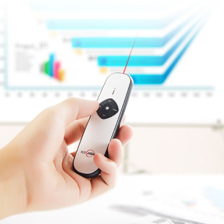 ASiNG A800 USB Charging 2.4GHz Wireless Presenter PowerPoint Clicker Representation Remote Control Pointer, Control Distance: 100m, Distance: 100m(Black), Distance: 100m(White)