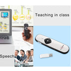 ASiNG A800 USB Charging 2.4GHz Wireless Presenter PowerPoint Clicker Representation Remote Control Pointer, Control Distance: 100m, Distance: 100m(Black), Distance: 100m(White)