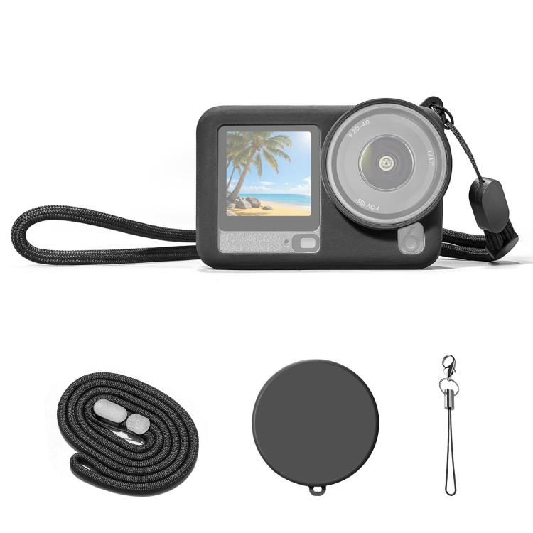For DJI Osmo Action 6 PULUZ Silicone Protective Cover with Wrist Strap & Lens Cap, Silicone Protective Cover