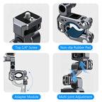 PULUZ Panoramic & Action Cameras Professional 3-Way Gimbal Motorcycles Bicycles Handlebar Aluminium Alloy Mount, Handlebar Aluminium Alloy Mount
