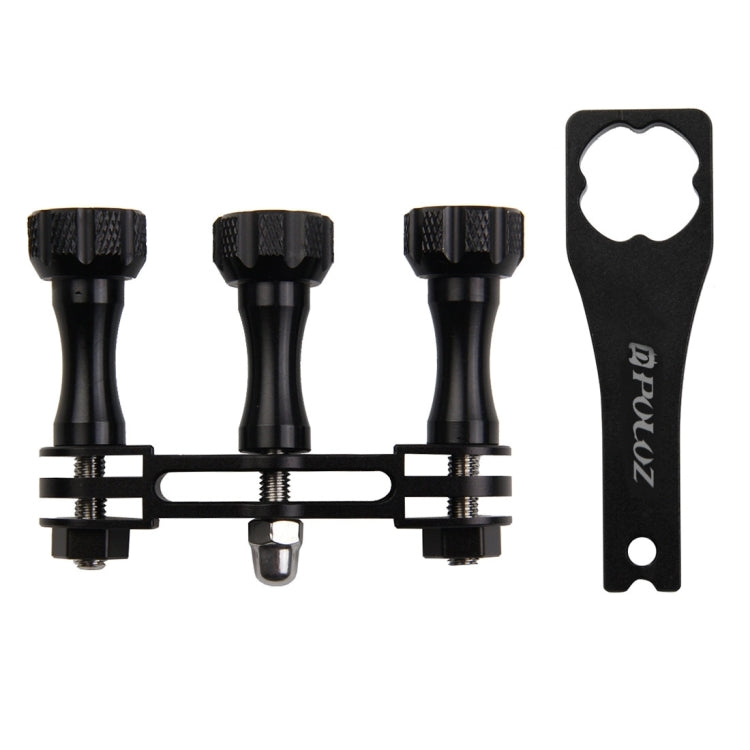 PULUZ CNC Aluminum Multi-functional Connection Mount with 3 Long Screws & Wrench for GoPro, Insta360, DJI and Other Action Cameras, 3 Long Screws