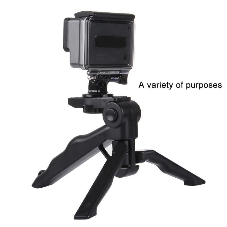 PULUZ Grip Folding Tripod Mount with Adapter & Screws for DJI, Insta360, GoPro and Other Action Cameras, Load Max: 2kg, Load Max: 2kg