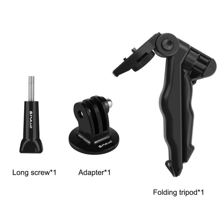 PULUZ Grip Folding Tripod Mount with Adapter & Screws for DJI, Insta360, GoPro and Other Action Cameras, Load Max: 2kg, Load Max: 2kg
