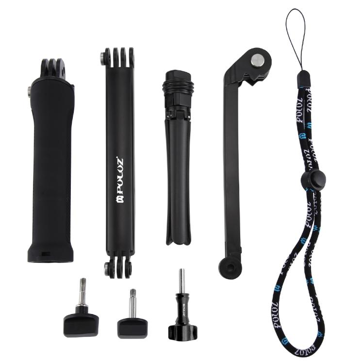 PULUZ 3-Way Grip Foldable Tripod Selfie-stick Extension Monopod for DJI, Insta360, GoPro and Other Action Cameras, Length: 20-58cm, Length: 20-58cm, Length: 20-58cm(AE)