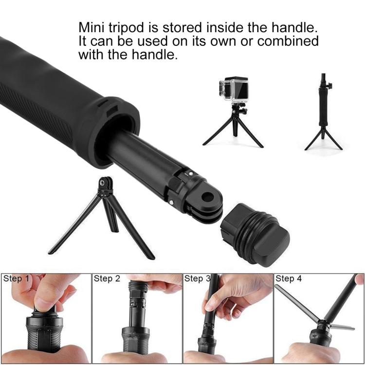 PULUZ 3-Way Grip Foldable Tripod Selfie-stick Extension Monopod for DJI, Insta360, GoPro and Other Action Cameras, Length: 20-58cm, Length: 20-58cm, Length: 20-58cm(AE)