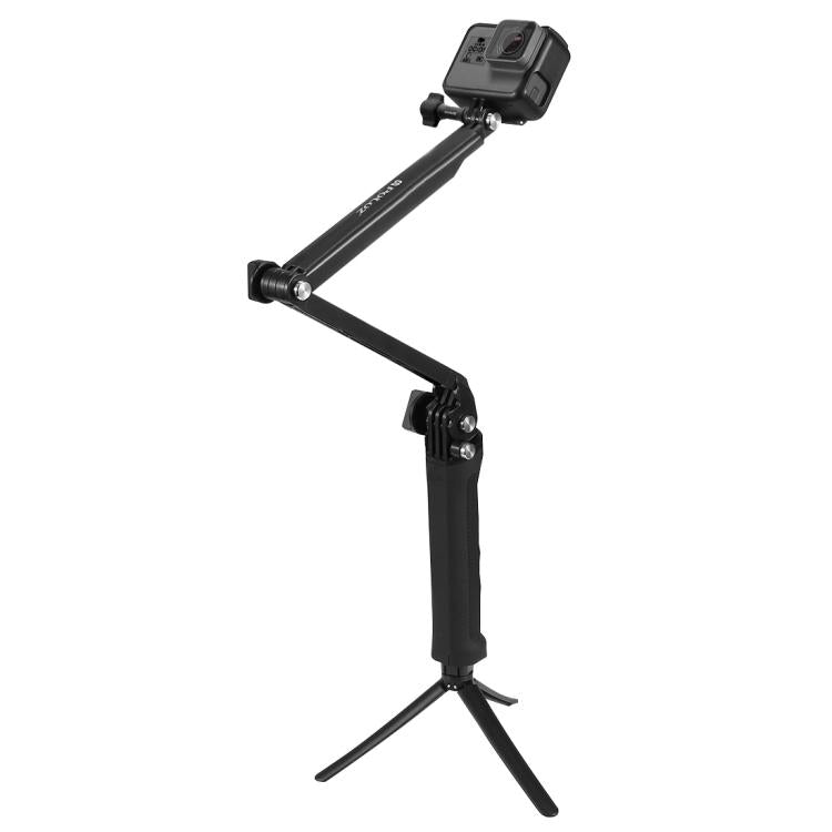 PULUZ 3-Way Grip Foldable Tripod Selfie-stick Extension Monopod for DJI, Insta360, GoPro and Other Action Cameras, Length: 20-58cm, Length: 20-58cm, Length: 20-58cm(AE)