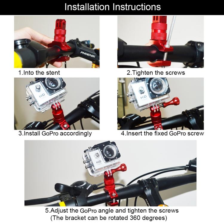 PULUZ 360 Degree Rotation Bike Aluminum Handlebar Adapter Mount with Screw for GoPro, Insta360, DJI and Other Action Cameras, AE Stock (Blue), US Stock (Red), China Stock (Red), US Stock (Blue), China Stock (Blue), US Stock (Black)                     ...
