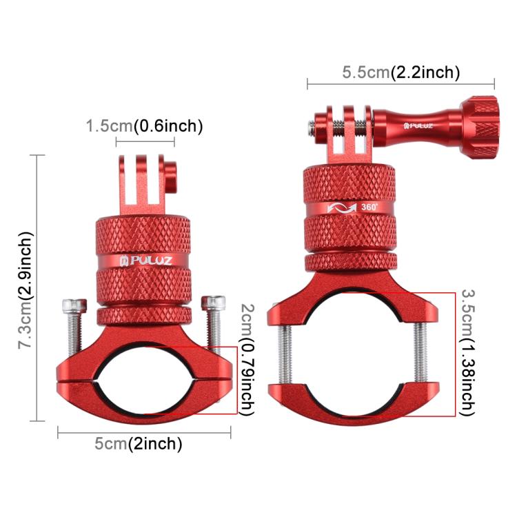 PULUZ 360 Degree Rotation Bike Aluminum Handlebar Adapter Mount with Screw for GoPro, Insta360, DJI and Other Action Cameras, AE Stock (Blue), US Stock (Red), China Stock (Red), US Stock (Blue), China Stock (Blue), US Stock (Black)                     ...