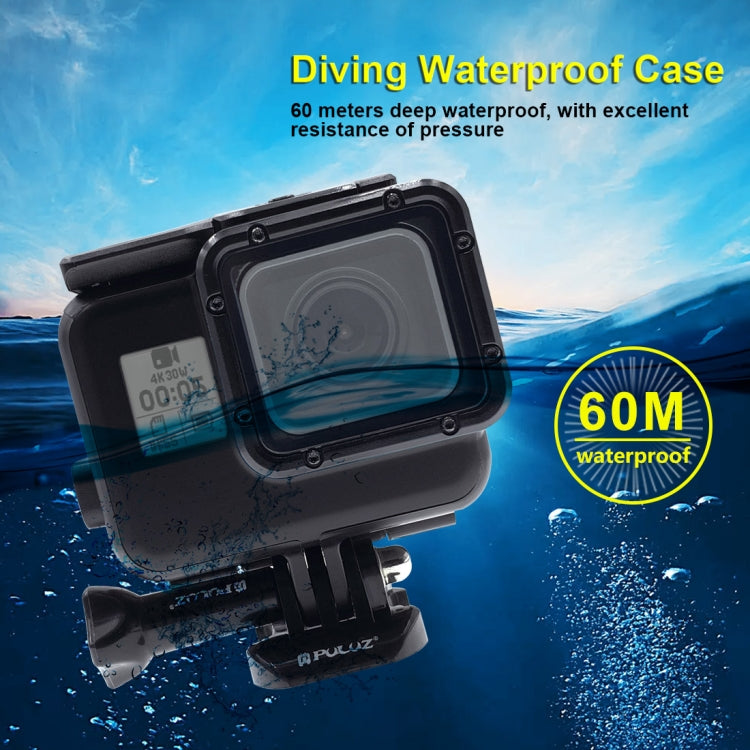 PULUZ 60m Waterproof Housing Protective Case for GoPro HERO(2018) / HERO7 Black /6 /5, with Buckle Basic Mount & Screw, No Need to Remove Lens, 2 in 1 for HERO5, 2 in 1 for HERO5 (AE)