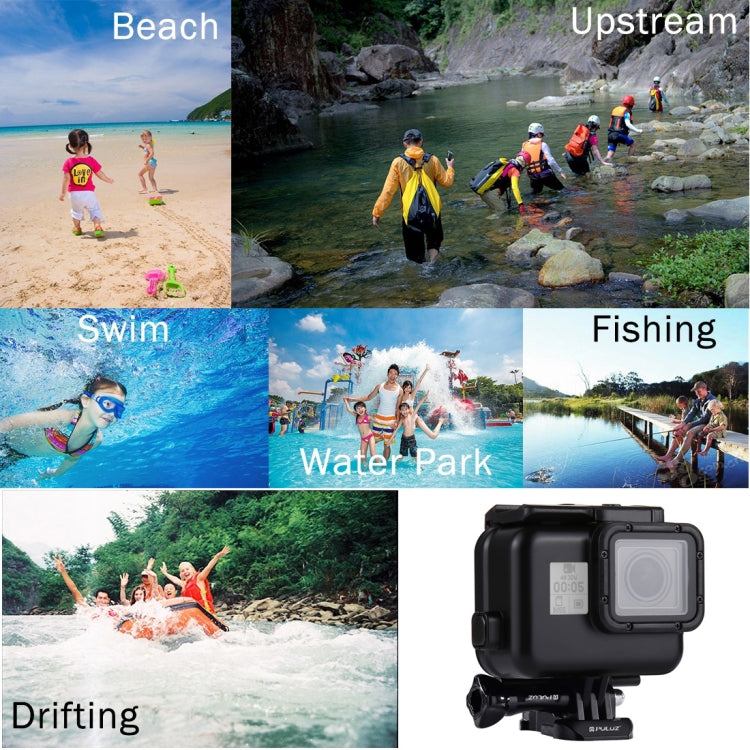 PULUZ 60m Waterproof Housing Protective Case for GoPro HERO(2018) / HERO7 Black /6 /5, with Buckle Basic Mount & Screw, No Need to Remove Lens, 2 in 1 for HERO5, 2 in 1 for HERO5 (AE)