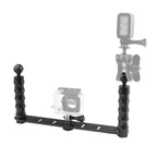 PULUZ Diving Dual Hand-held CNC Aluminum Selfie Monopod Holder for GoPro, Insta360, DJI and Other Action Cameras, Hand-held Holder