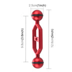 PULUZ 5.0 inch 12.6cm Aluminum Alloy Dual Balls Arm, Ball Diameter: 25mm, 5.0 inch (Red), 5.0 inch (Black), 5.0 inch (Blue)