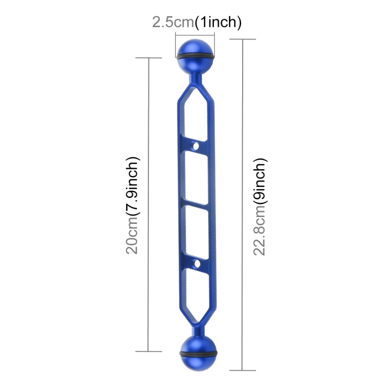 PULUZ 9.0 inch 22.8cm Aluminum Alloy Dual Balls Arm, Ball Diameter: 25mm, 9.0 inch (Black), 9.0 inch (Blue), 9.0 inch (Red)
