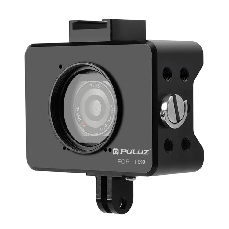 PULUZ Housing Shell CNC Aluminum Alloy Protective Cage with 37mm UV Lens & Base Mount & Screw for Sony RX0, Cage Kits Black(AE), Cage Kits Black