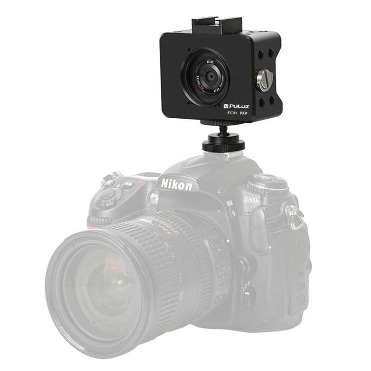 PULUZ Housing Shell CNC Aluminum Alloy Protective Cage with 37mm UV Lens & Base Mount & Screw for Sony RX0, Cage Kits Black(AE), Cage Kits Black