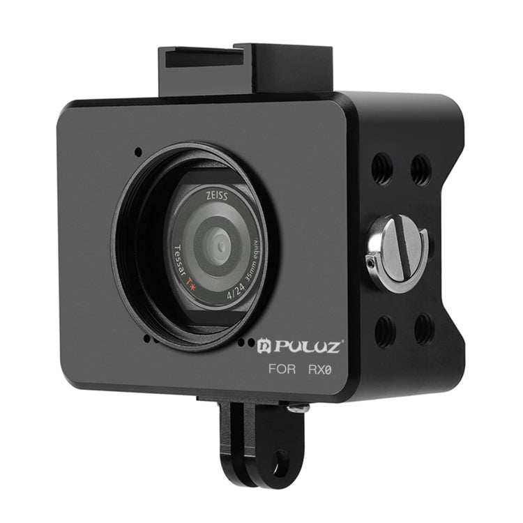 PULUZ Housing Shell CNC Aluminum Alloy Protective Cage with 37mm UV Lens & Base Mount & Screw for Sony RX0, Cage Kits Black(AE), Cage Kits Black