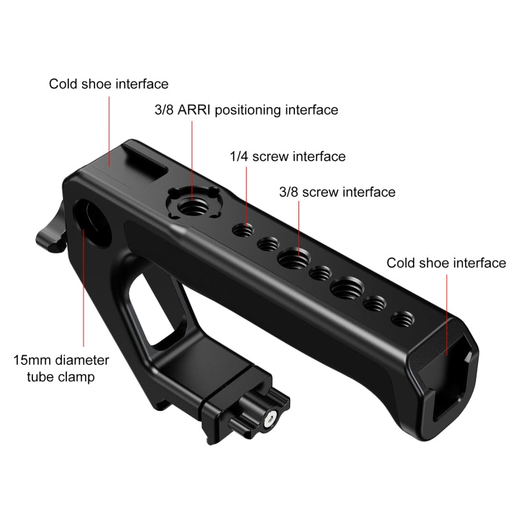 PULUZ Double-thread Metal Quick Release Top Handle with Cold Shoe for Camera Cage Stabilizer
