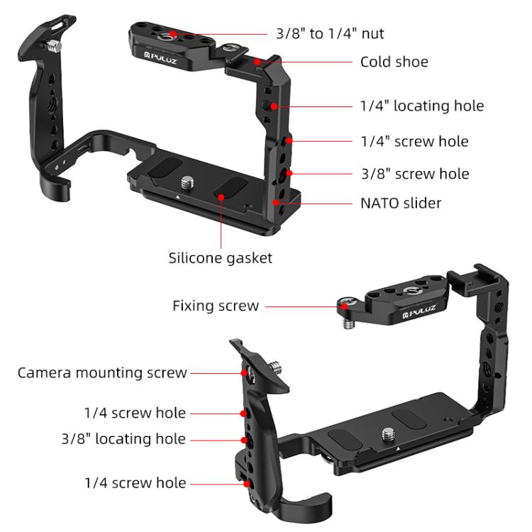 For Sony Sony Cinema Line FX2 / ILME-FX2B PULUZ Metal Camera Cage Stabilizer Rig, For Sony Cinema Line FX2 Cage