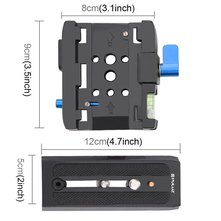 PULUZ Quick Release Clamp Adapter + Quick Release Plate for  DSLR & SLR Cameras, QR Plate Black, QR Plate Gold