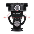 PULUZ 2-Way Pan/Tilt Tripod Head Panoramic Photography Head with Quick Release Plate & 3 Bubble Level, 2-Way Pan/Tilt Tripod