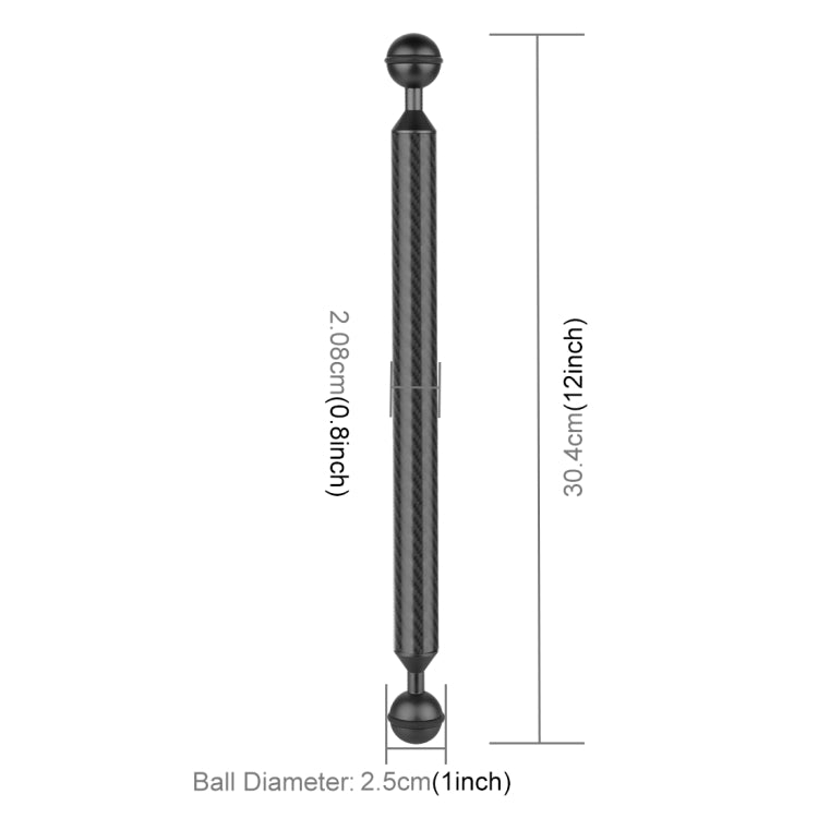 PULUZ  12 inch 30.4cm Length 20.8mm Diameter Dual Balls Carbon Fiber Floating Arm, Ball Diameter: 25mm, 12 inch Black, 12 inch Blue, 12 inch Red