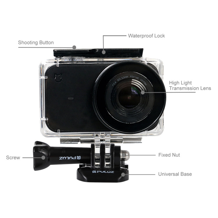 PULUZ 45m Underwater Acrylic Plexiglass Waterproof Housing Diving Case for Xiaomi Mijia Small Camera, with Buckle Basic Mount & Screw, For Mijia Small Camera