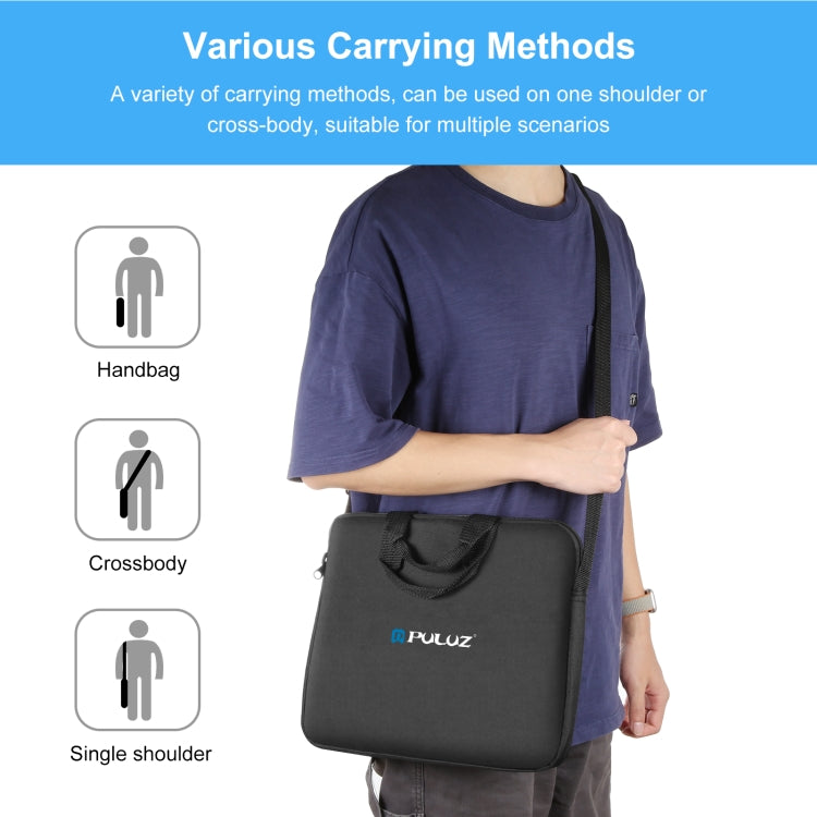 PULUZ 14 inch Ring LED Lights Portable Zipper Storage Bag Shoulder Handbags, Size: 43cm x 38cm x 3cm, 43cm x 38cm x 3cm