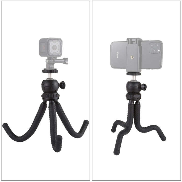 PULUZ Mini Octopus Flexible Tripod Holder with Ball Head for DJI, Insta360, GoPro and Other Action Cameras, SLR Cameras, Cellphone, Size: 25cmx4.5cm, 25cm Tripod(US), 25cm Tripod
