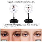 PULUZ 10.2 inch 26cm USB 3 Modes Dimmable Dual Color Temperature LED Curved  Ring Vlogging Selfie Photography Video Lights with Bluetooth Remote Shutter & Folding Desktop Holder & Phone Clamp