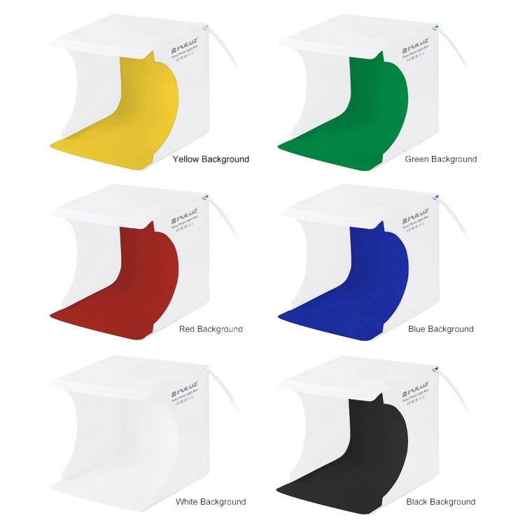PULUZ 23cm Ring LED Panel Folding Portable Light Photo Lighting Studio Shooting Tent Box Kit with 6 Colors Backdrops (Black, White, Yellow, Red, Green, Blue), Unfold Size: 24cm x 23cm x 23cm, 23cm Ring LED Panel (RU), 23cm Ring LED Panel
