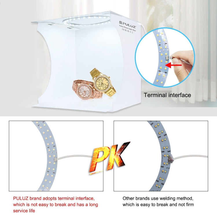 PULUZ 23cm Ring LED Panel Folding Portable Light Photo Lighting Studio Shooting Tent Box Kit with 6 Colors Backdrops (Black, White, Yellow, Red, Green, Blue), Unfold Size: 24cm x 23cm x 23cm, 23cm Ring LED Panel (RU), 23cm Ring LED Panel