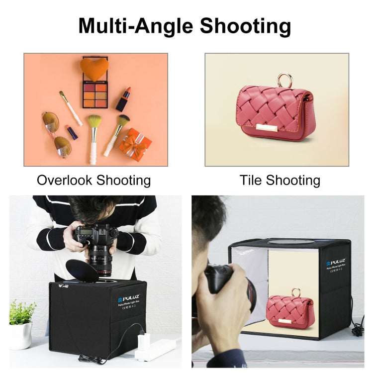PULUZ 25cm Folding Portable Ring Light Photo Lighting Studio Shooting Tent Box with 12 Colors Backdrops, Size: 25cm x 25cm x 25cm, 25cm High CRI Box, 25cm High CRI Box US