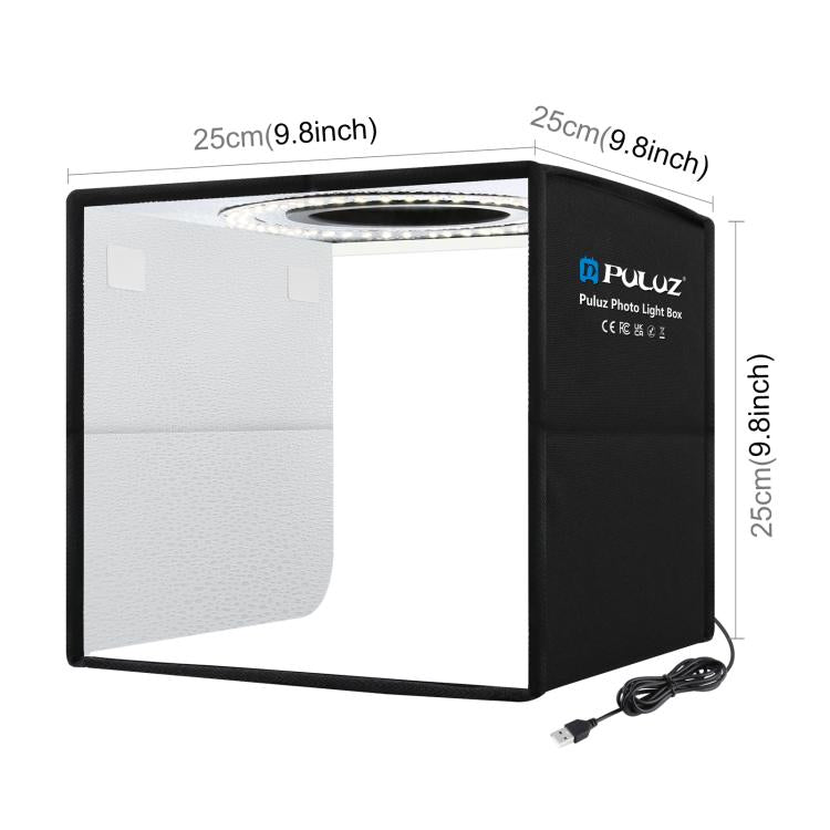PULUZ 25cm Folding Portable Ring Light Photo Lighting Studio Shooting Tent Box with 12 Colors Backdrops, Size: 25cm x 25cm x 25cm, 25cm High CRI Box, 25cm High CRI Box US