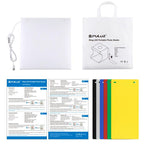 PULUZ 30cm Folding Portable Ring Light Board Photo Lighting Studio Shooting Tent Box Kit with 6 Colors Backdrops (Black, White, Yellow, Red, Green, Blue), Unfold Size: 31cm x 31cm x 32cm, 30cm Box(RU), 30cm Box