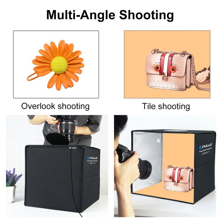 PULUZ 30cm Folding Ring Light Photo Lighting Studio Shooting Tent Box Kit with 6 Colors Black / White / Orange / Red / Green / Blue Backdrops, 30cm Box Black, 30cm Box Black RU, 30cm Box Green RU, 30cm Box Green
