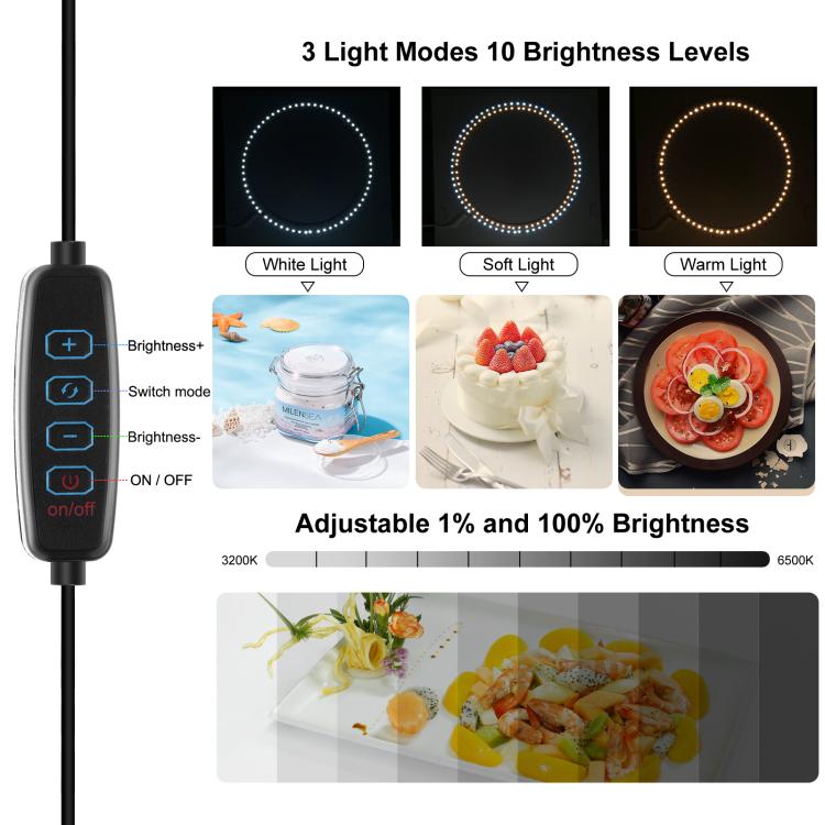 PULUZ 40cm Folding Portable Ring Light USB Photo Lighting Studio Shooting Tent Box with 6 x Dual-side Color Backdrops, Size: 40cm x 40cm x 40cm, 40cm Box Black RU, 40cm