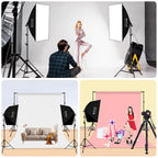 PULUZ 50x70cm Studio Softbox + 2m Tripod Mount + Single 220V E27 30W 5700K White Light LED Bulb Photography Kit, Single Bulb EU Plug, Single Bulb US Plug, Single Bulb EU Plug (RU)