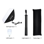PULUZ 50x70cm Studio Softbox + 2m Tripod Mount + Single 220V E27 30W 5700K White Light LED Bulb Photography Kit, Single Bulb EU Plug, Single Bulb US Plug, Single Bulb EU Plug (RU)