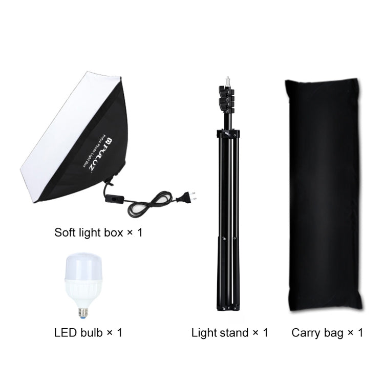 PULUZ 50x70cm Studio Softbox + 2m Tripod Mount + Single 220V E27 30W 5700K White Light LED Bulb Photography Kit, Single Bulb EU Plug, Single Bulb US Plug, Single Bulb EU Plug (RU)