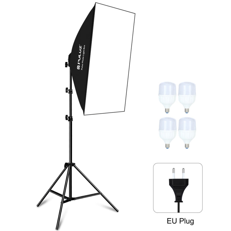 PULUZ 50x70cm Studio Softbox + 2m Tripod Mount + 4 x 220V E27 20W 5700K White Light LED Light Bulb Photography Lighting Kit, 4 x Bulb EU Plug (RU), 4 x Bulb EU Plug, 4 x Bulb US Plug