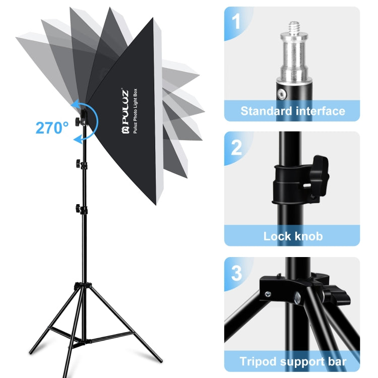 PULUZ 50x70cm Studio Softbox + 2m Tripod Mount + 4 x 220V E27 20W 5700K White Light LED Light Bulb Photography Lighting Kit, 4 x Bulb EU Plug (RU), 4 x Bulb EU Plug, 4 x Bulb US Plug