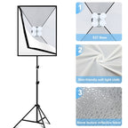 PULUZ 50x70cm Studio Softbox + 2m Tripod Mount + 4 x 220V E27 20W 5700K White Light LED Light Bulb Photography Lighting Kit, 4 x Bulb EU Plug (RU), 4 x Bulb EU Plug, 4 x Bulb US Plug