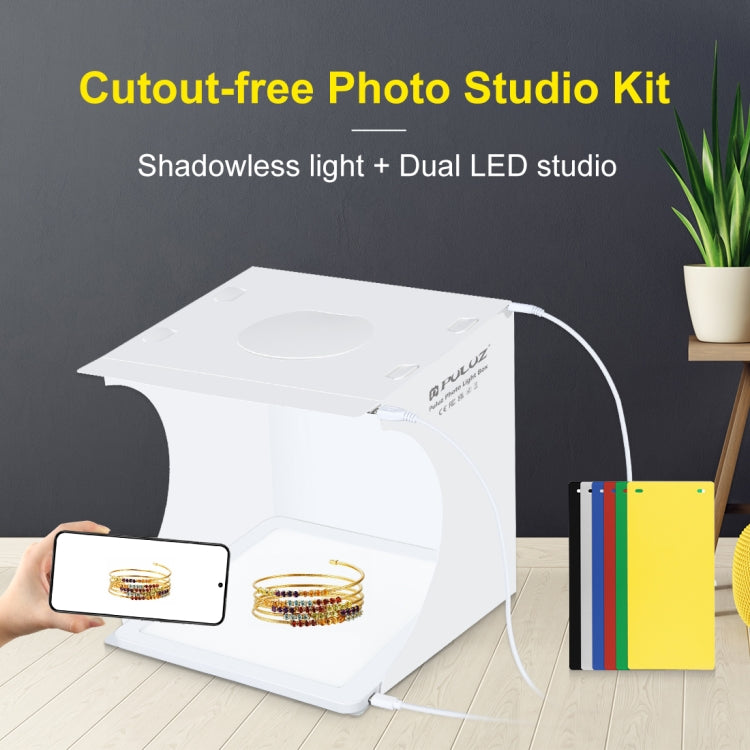 PULUZ Mini LED Photography Shadowless Light Lamp Panel Pad + Studio Shooting Tent Box, Acrylic Material, 20cm x 20cm Effective Area, 20cm(2 LED) + Shadowless Light(RU), 20cm(2 LED) + Shadowless Light