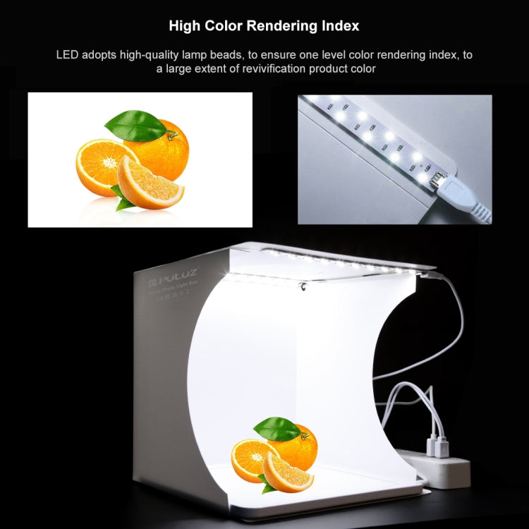 PULUZ Mini LED Photography Shadowless Light Lamp Panel Pad + Studio Shooting Tent Box, Acrylic Material, 20cm x 20cm Effective Area, 20cm(2 LED) + Shadowless Light(RU), 20cm(2 LED) + Shadowless Light