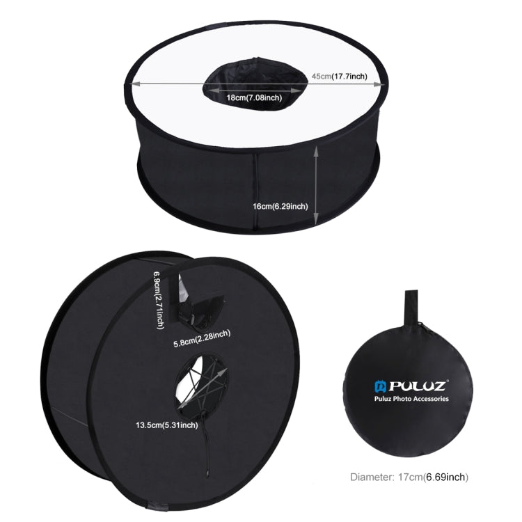PULUZ 45cm Round Style Macro and Portrait Softbox SpeedLite Flash Light Foldable Diffuser, 45cm Round(US), 45cm Round, 45cm Round(AE)