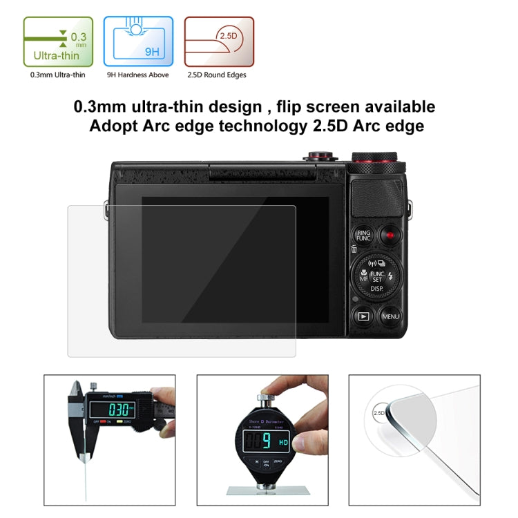 PULUZ 2.5D 9H Tempered Glass Film for Canon G7X, Compatible with Canon G3X / G9X / G5X / G7XII / G9XII / G1X Mark III / M6 / M100 / M50 / EOS RP / M6 Mark II, For Canon G7X