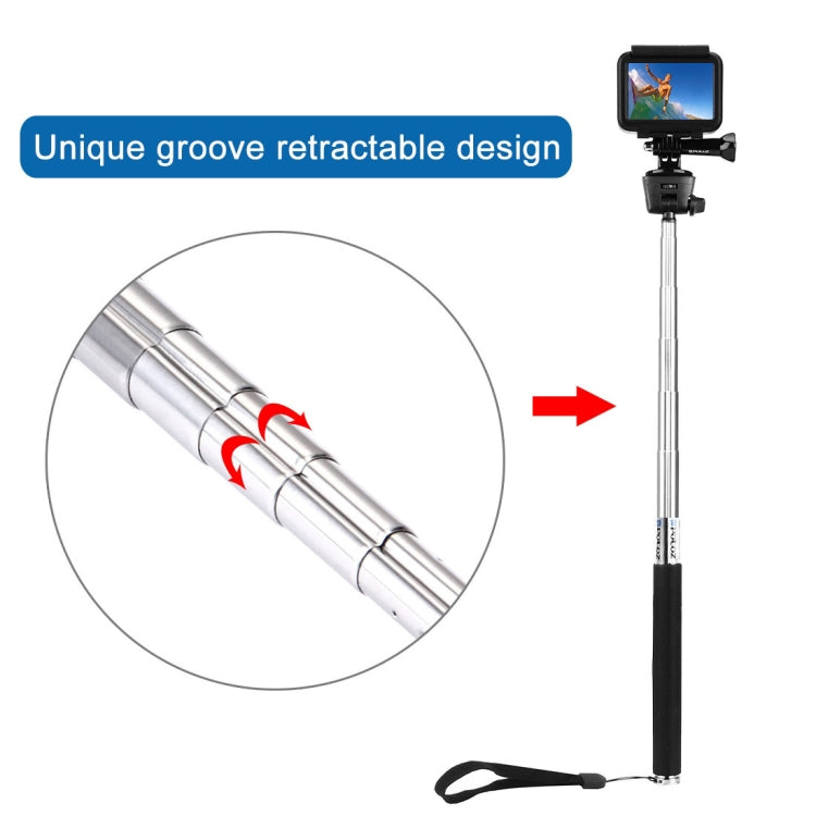 PULUZ Extendable Handheld Selfie Monopod for DJI, Insta360, GoPro and Other Action Cameras, Length: 22.5-80cm, Length: 22.5-100cm